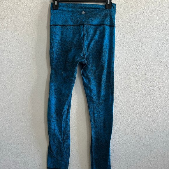 Lululemon Women's Wunder Under Pant III Leggings Luon Spray Jacquard Blue Size 4 - Picture 6 of 9